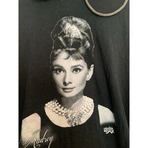Audrey Hepburn Classic Graphic Black Long Sleeve Hoodie Women's Size XL See